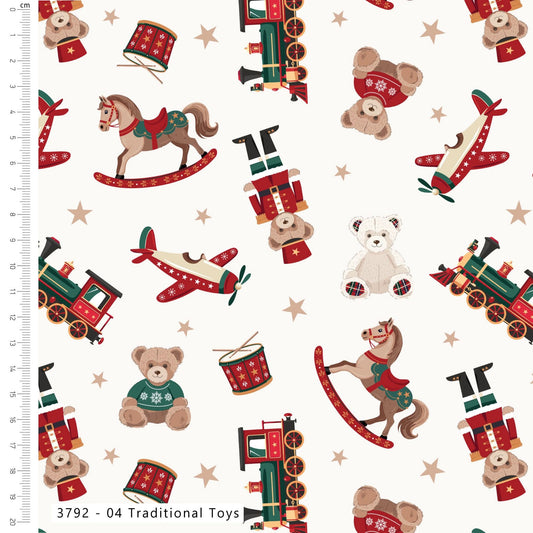 Traditional Toys - Christmas Toybox Cotton Print Fabric - per half metre