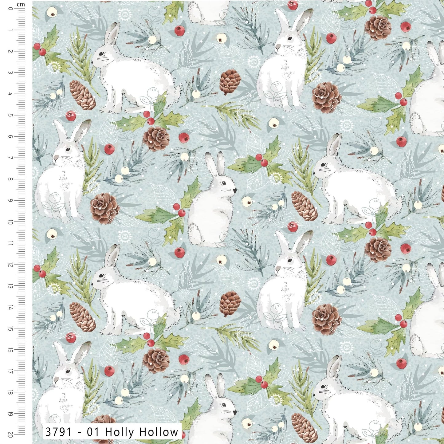 Holly Hollow - Yuletide Burrow Cotton Print Fabric - per half metre