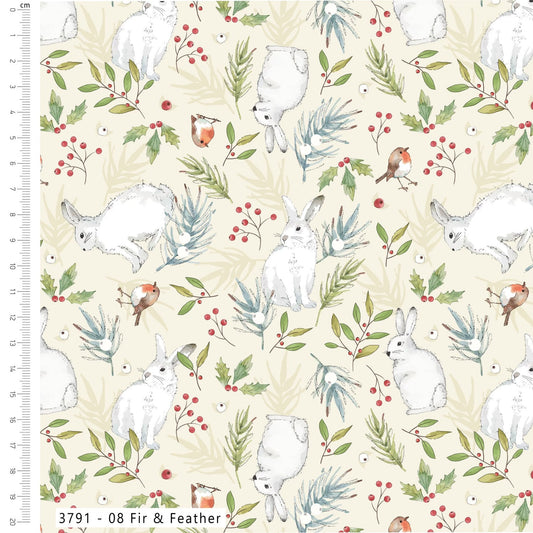 Fir & Feather - Yuletide Burrow Cotton Print Fabric - per half metre