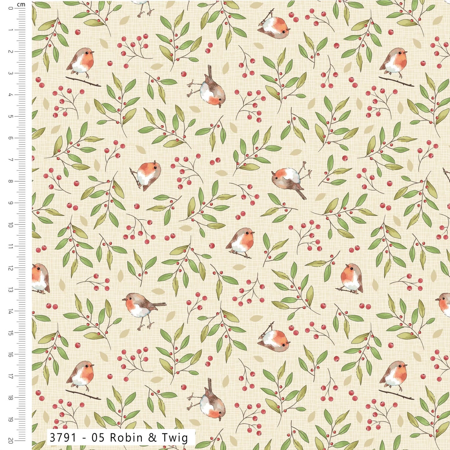 Robin & Twig - Yuletide Burrow Cotton Print Fabric - per half metre