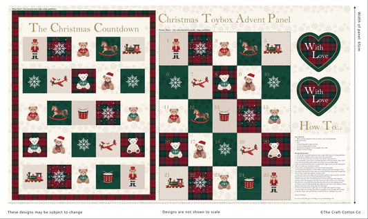 Advent Panel - Christmas Toybox Cotton Print Fabric - per panel