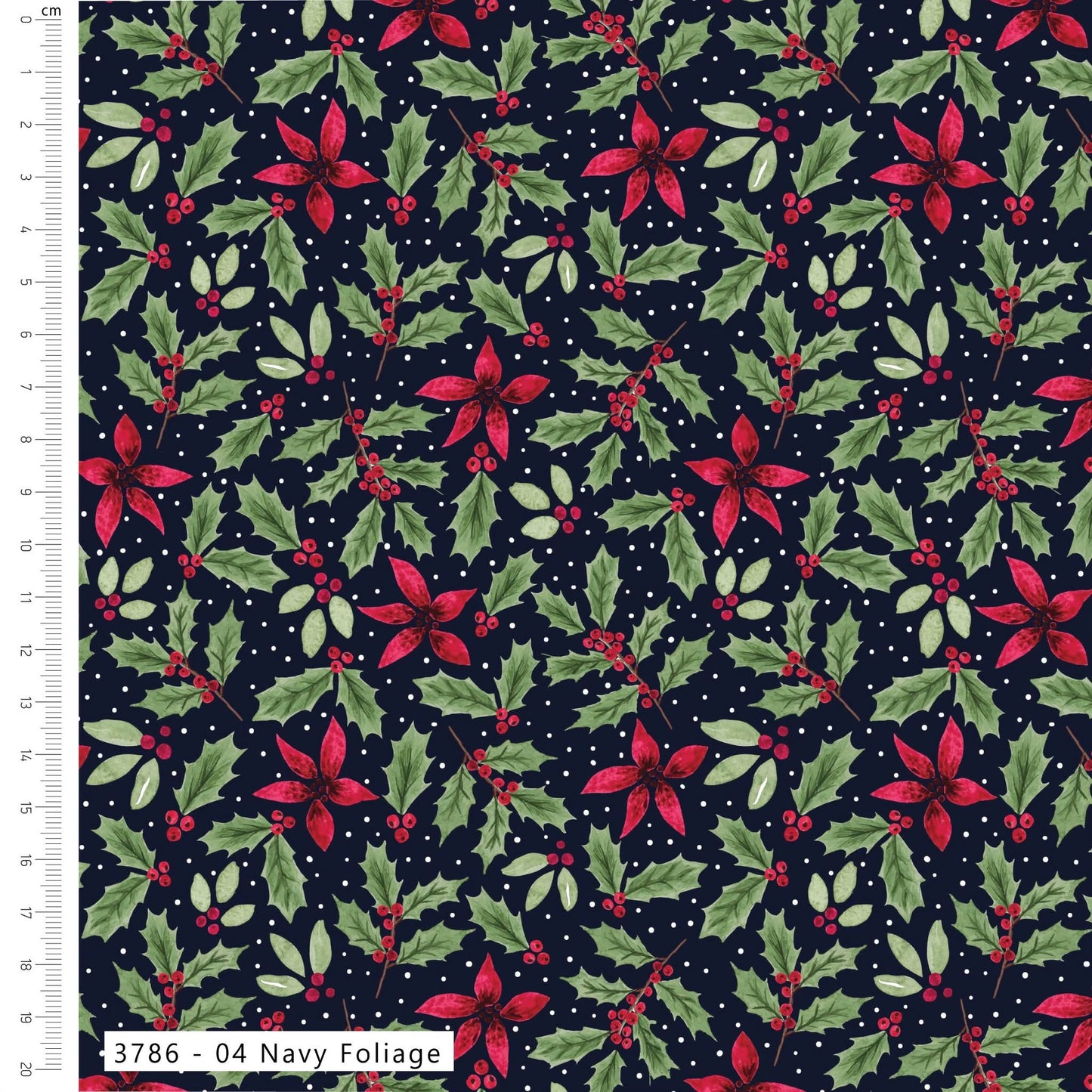 Navy Foliage - Merry Little Robin Cotton Print Fabric - per half metre
