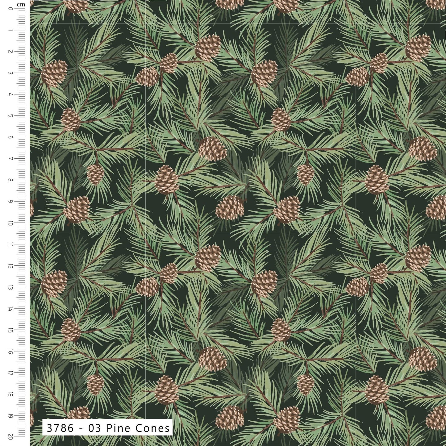 Pine Cones - Merry Little Robin Cotton Print Fabric - per half metre
