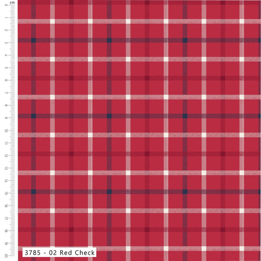 Red Check - Holly Jolly Patch Cotton Print Fabric - per half metre