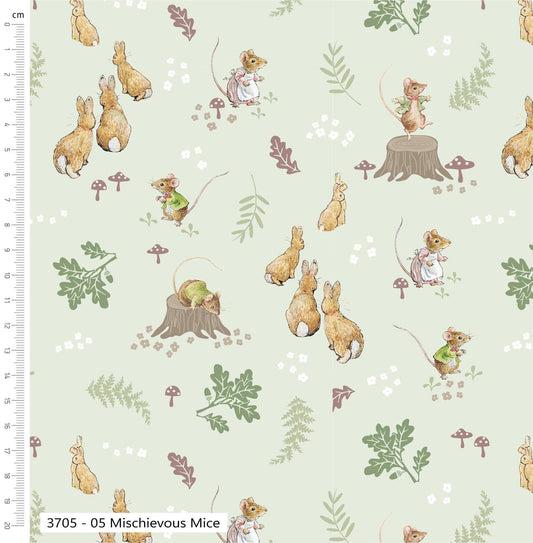 Mice - Tales of the Burrow Cotton Print Fabric - per half metre