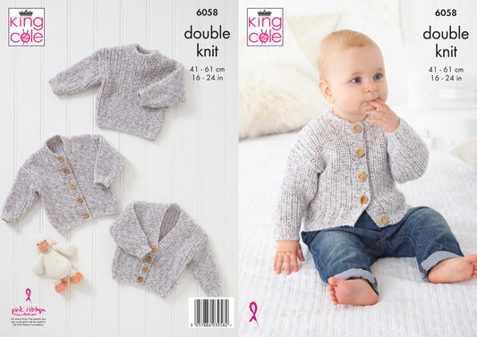 King Cole Pattern 6058 Cardigans & Sweater Knitted in Cloud Nine DK