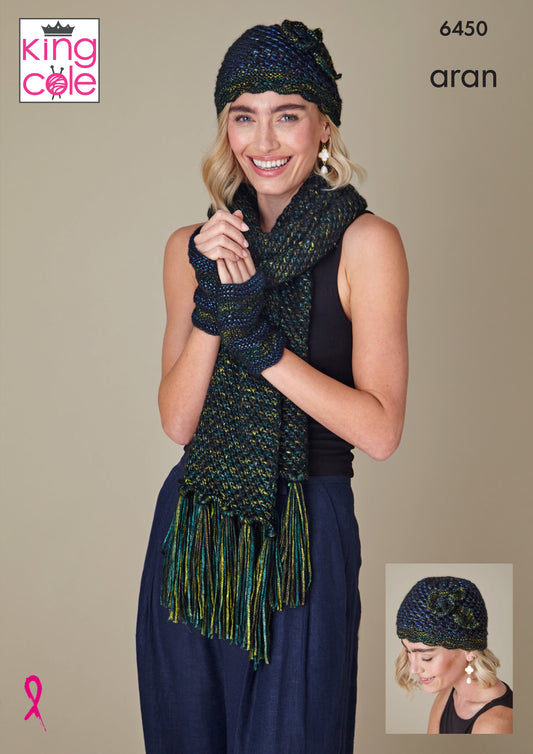 King Cole Pattern 6450 - Accessories knitted in Firefly Aran
