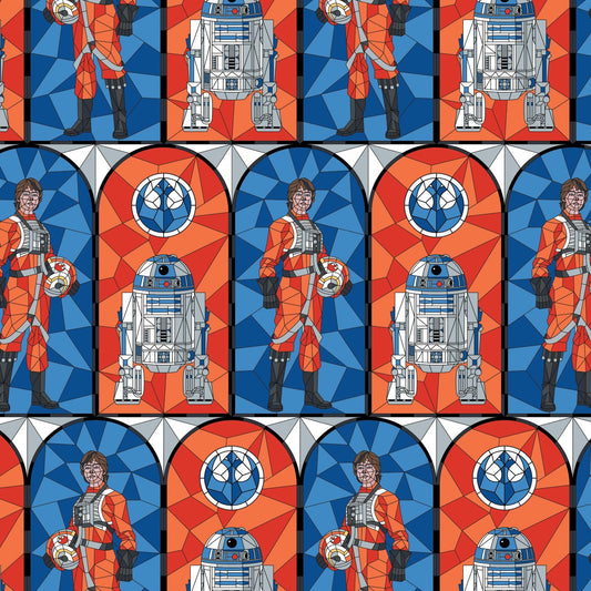 Rebellion - Star Wars Stained Glass Cotton Print Fabric - per half metre