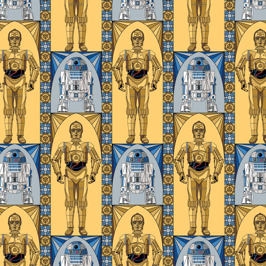 Droids - Star Wars Stained Glass Cotton Print Fabric - per half metre