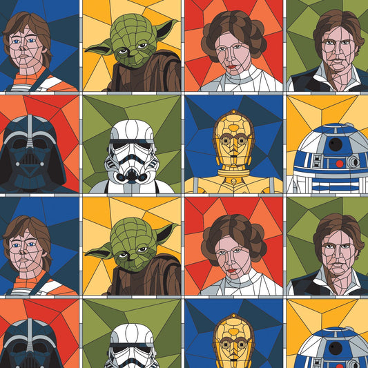 Portraits - Star Wars Stained Glass Cotton Print Fabric - per half metre