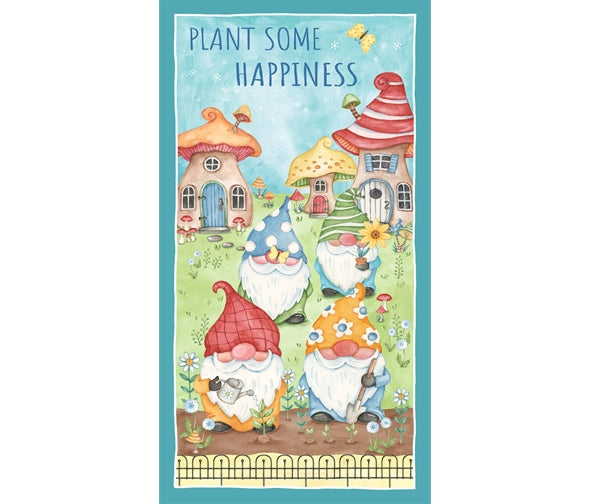 Plant Happiness Panel - Better Gnomes and Gardens Cotton Print