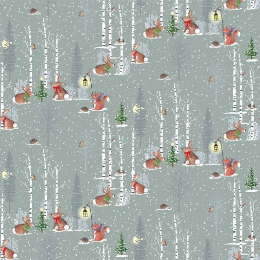 Lamplight - Winter Moon Cotton Print Fabric - per half metre