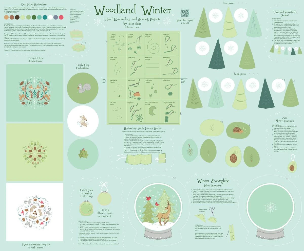 Woodland Winter - Just Make It! Cotton Print Fabric - per panel