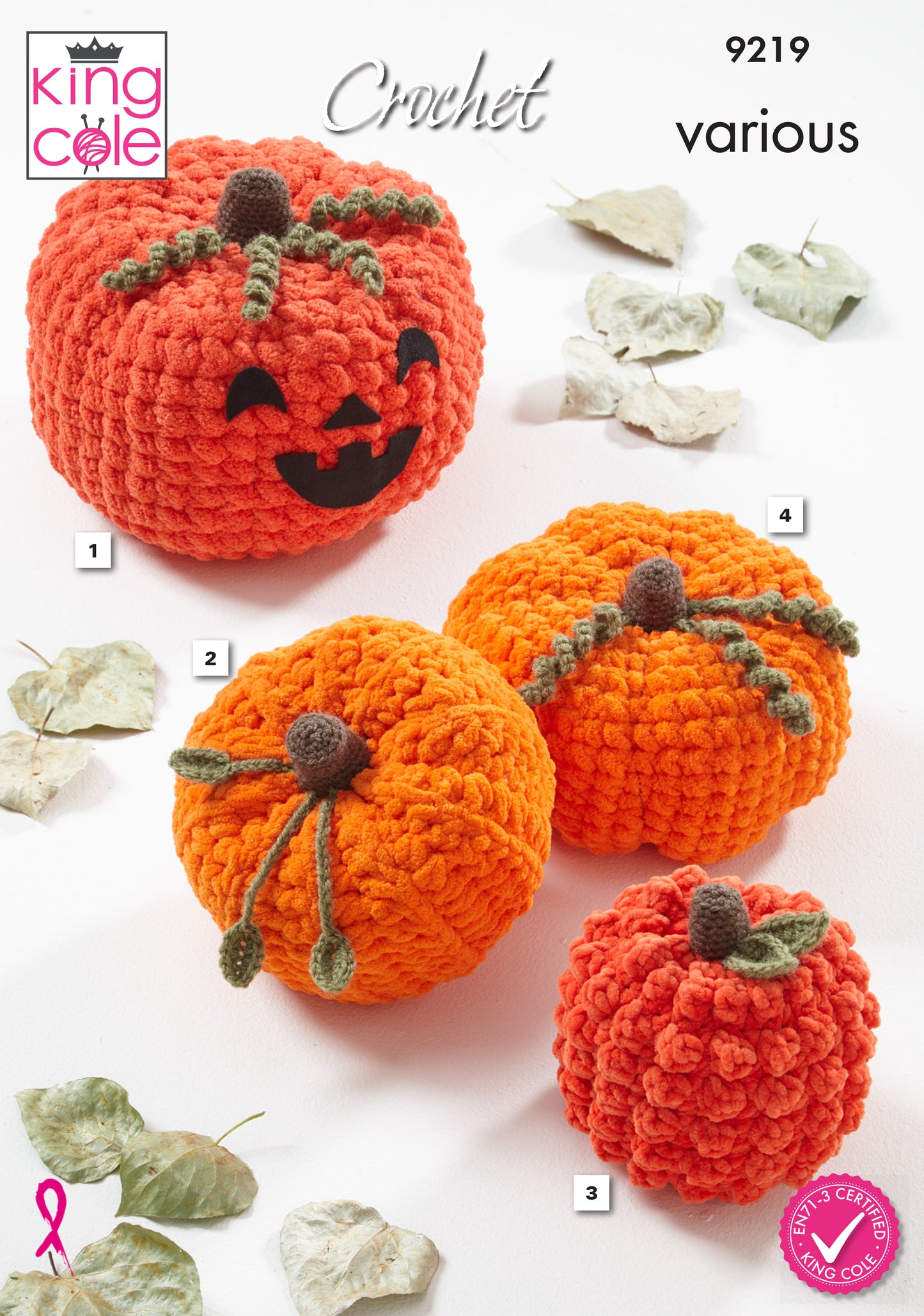 King Cole Pattern 9219 - Pumpkins crocheted in Jumbo Toastie, Warm & Toastie and Yummy
