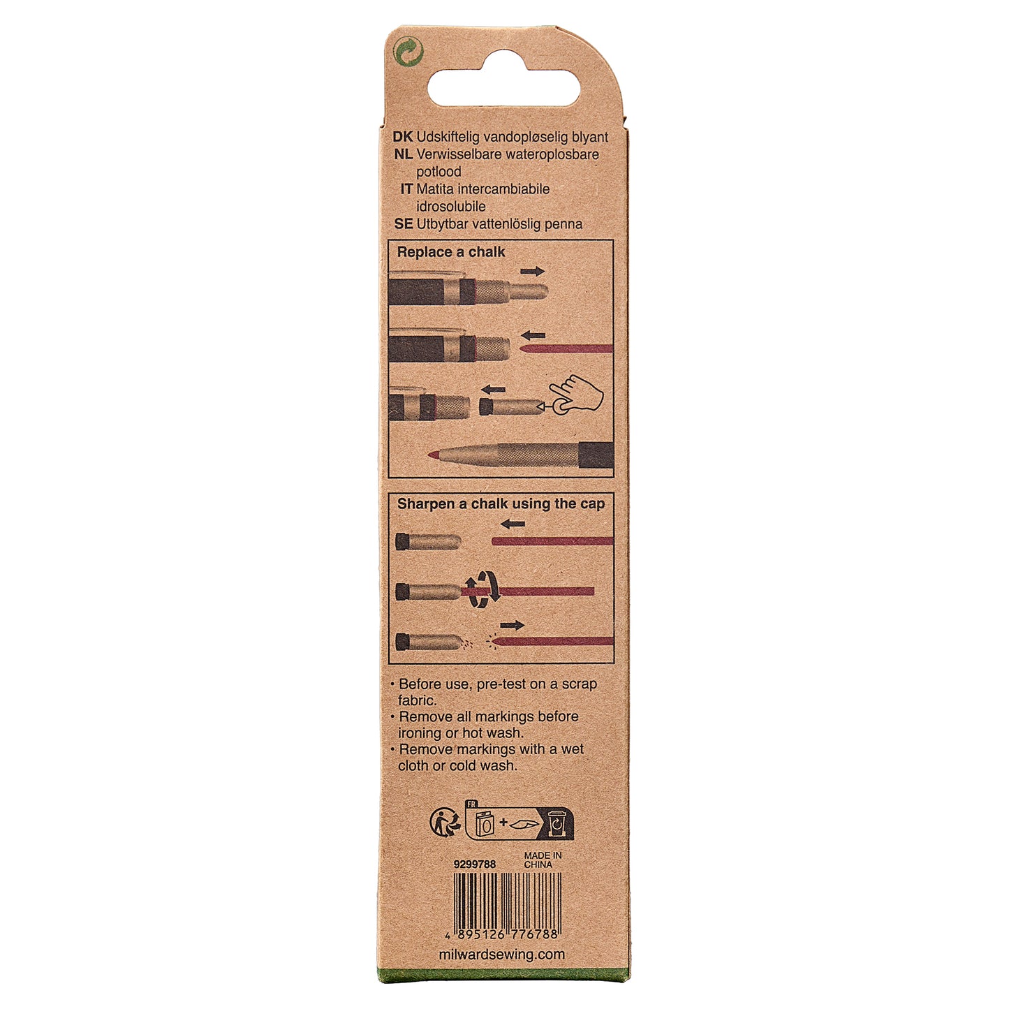 Interchangeable Water-Soluble Chalk Pencil