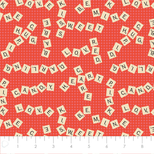 Scrabble Love - Character Valentines Cotton Print Fabric - per half metre