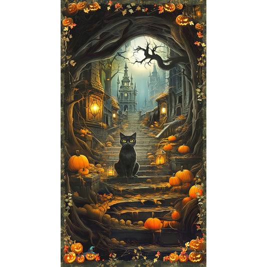 Spooky Scene Panel - Moon Spell Cotton Print Fabric - per panel