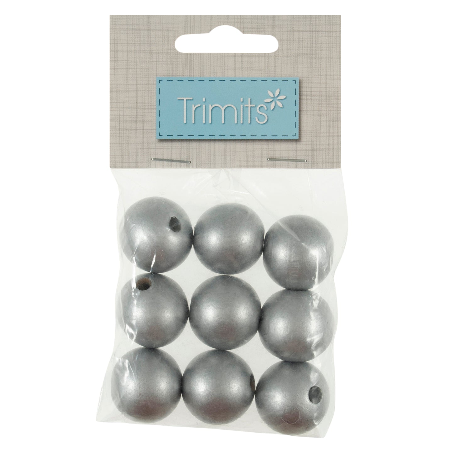 25mm Silver Wooden Beads