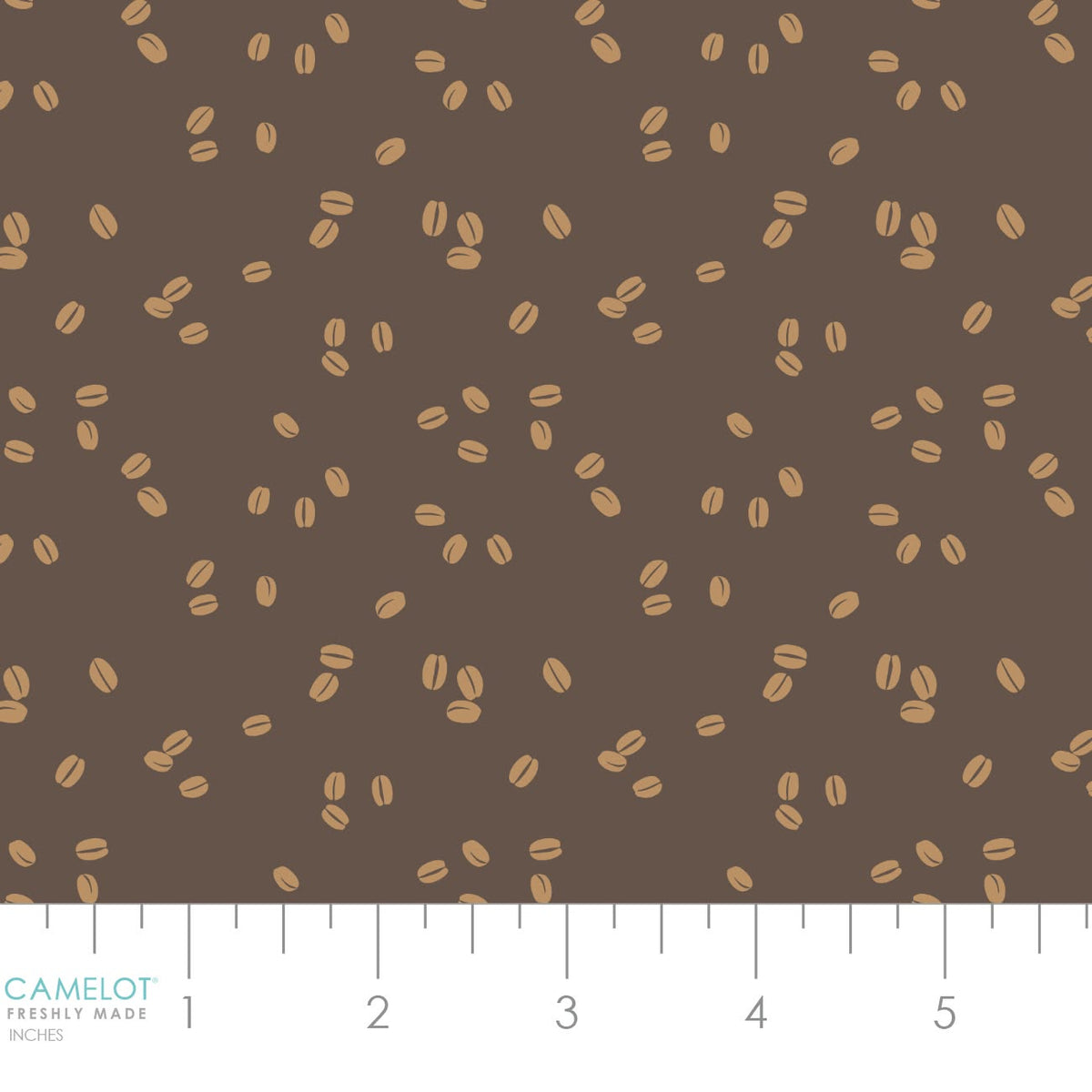 Coffee Bean Scatter Brown -  Pumpkin Spice Season Cotton Print Fabric - per half metre
