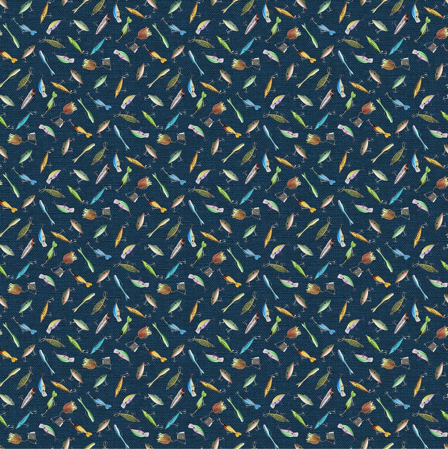 Lures - Hooked Cotton Print Fabric - per half metre