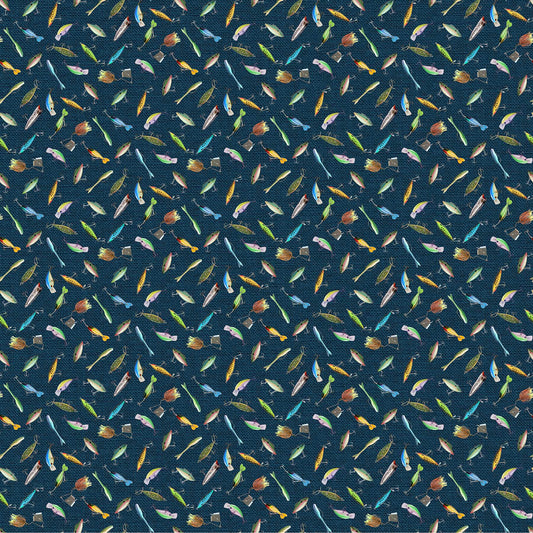 Lures - Hooked Cotton Print Fabric - per half metre