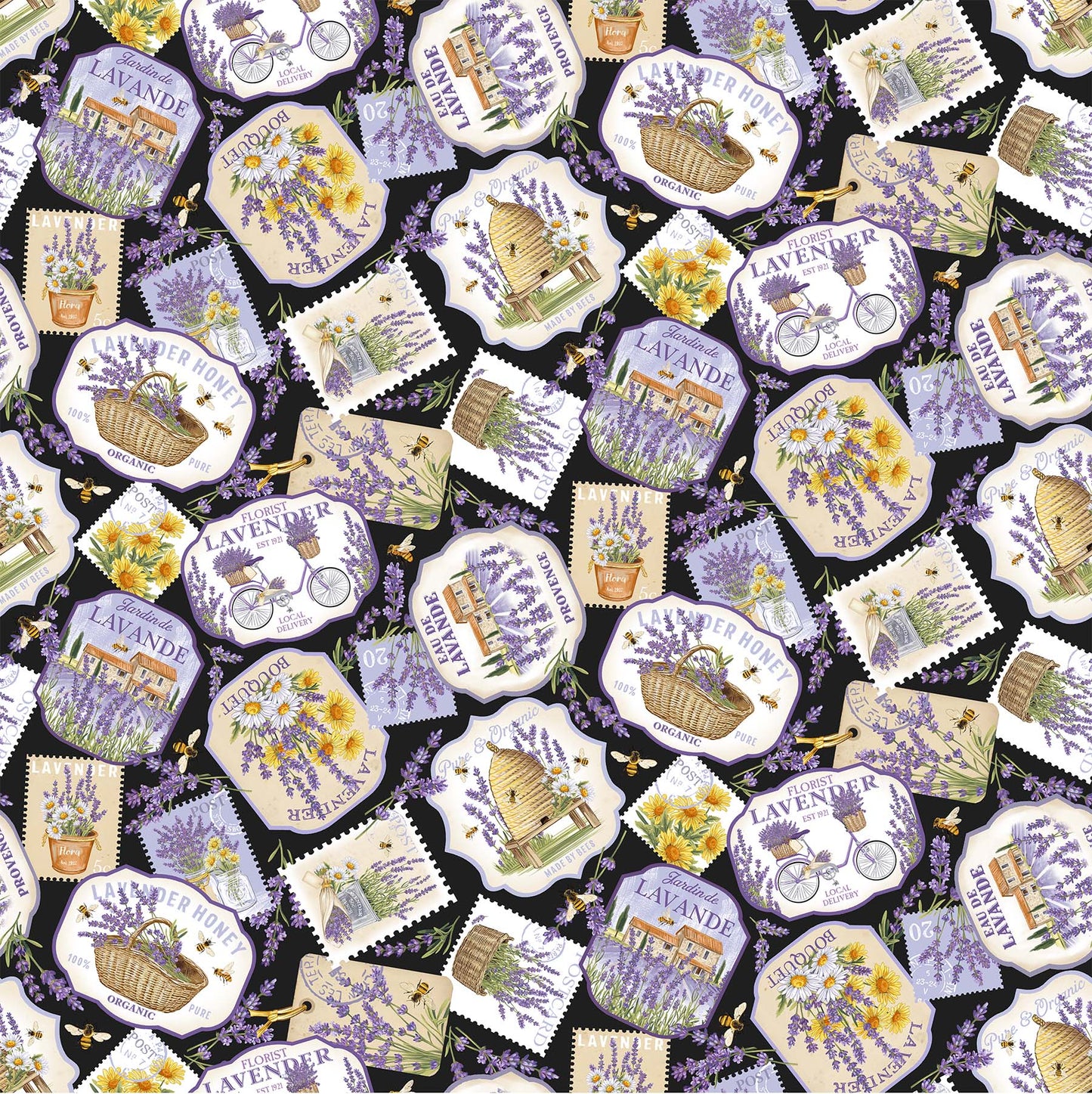 Lavender Labels - Lavender Market Cotton Print Fabric - per half metre