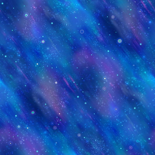 Night Sky Blue - Aurora Borealis Cotton Print Fabric - per half metre