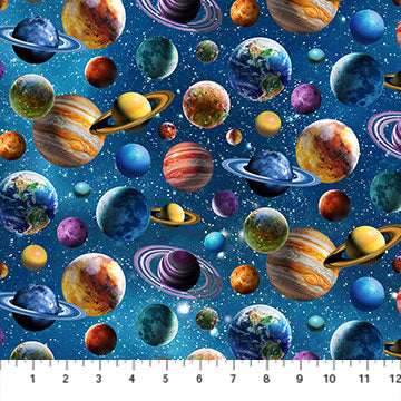 Planets - Universe Cotton Print Fabric - per half metre