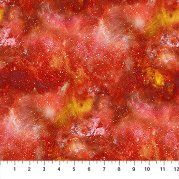 Nebula Texture Red - Universe Cotton Print Fabric - per half metre