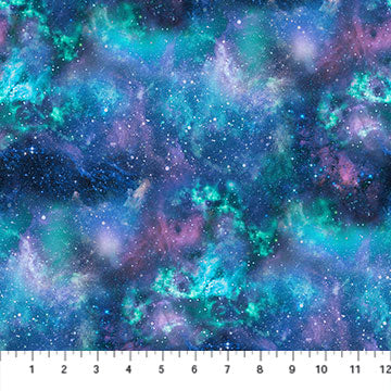 Nebula Texture Blue/Purple - Universe Cotton Print Fabric - per half metre