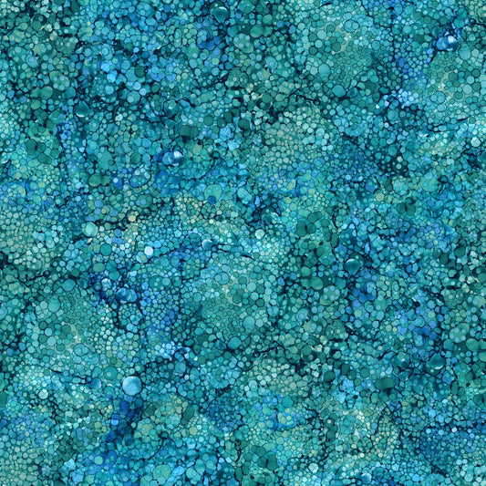 Bliss Bubbles Teal - Whale Song Cotton Print Fabric - per half metre