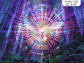 Owl Panel - Night Vision Cotton Print Fabric - per panel