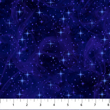 Starry Sky Indigo - Night Vision Cotton Print Fabric - per half metre