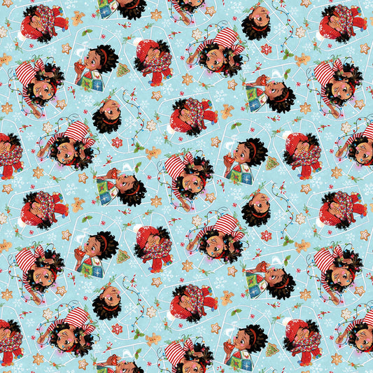 Tossed Girl - Christmas Wonder Cotton Print Fabric - per half metre