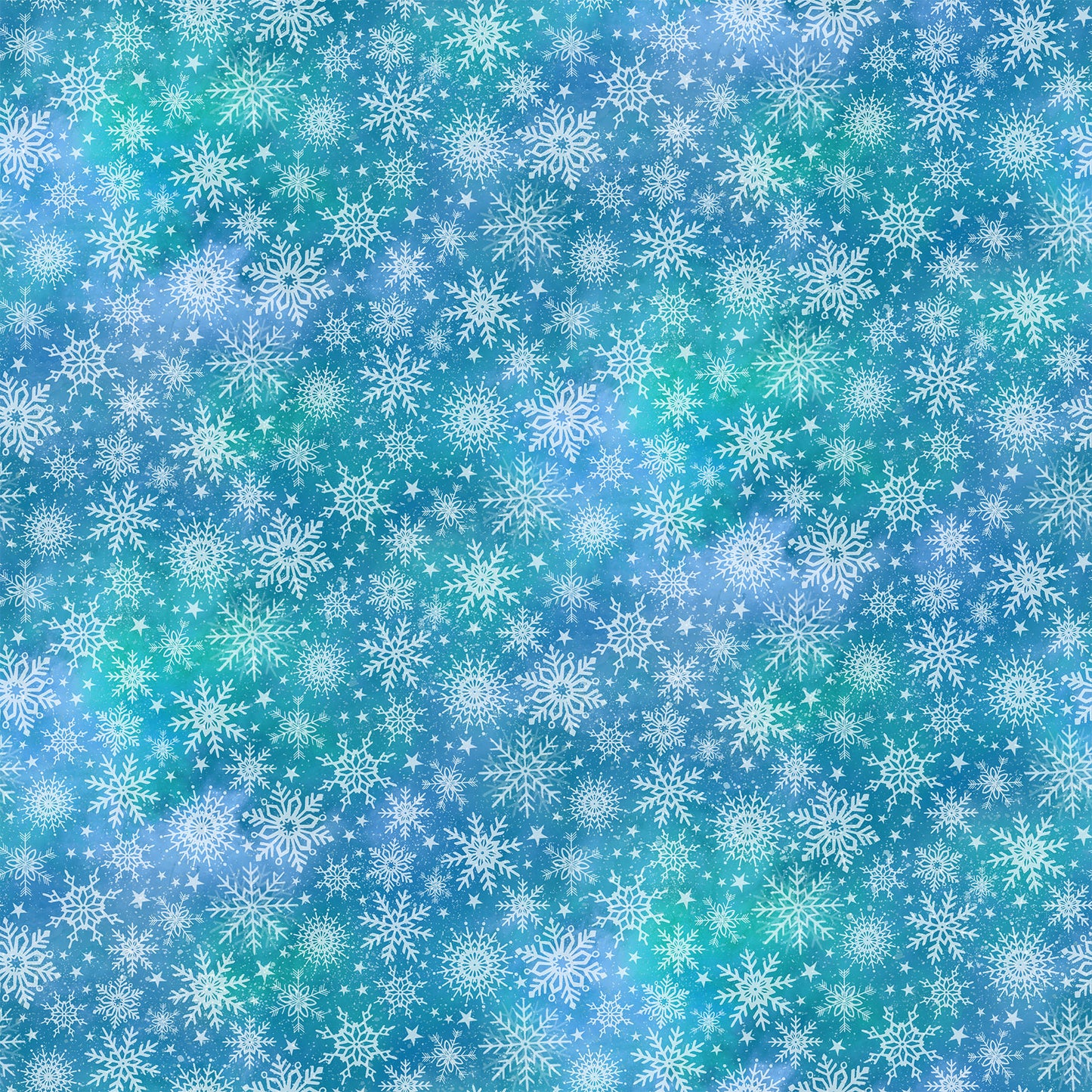 Snowflakes on Teal - Angels on High Cotton Print Fabric - per half metre