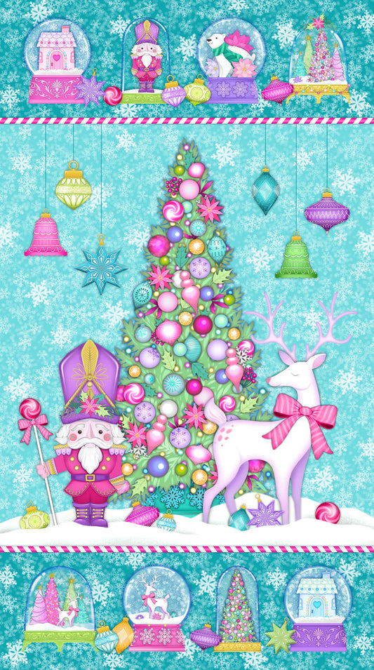 Christmas Tree Panel - Merry and Bright Cotton Print Fabric - per panel