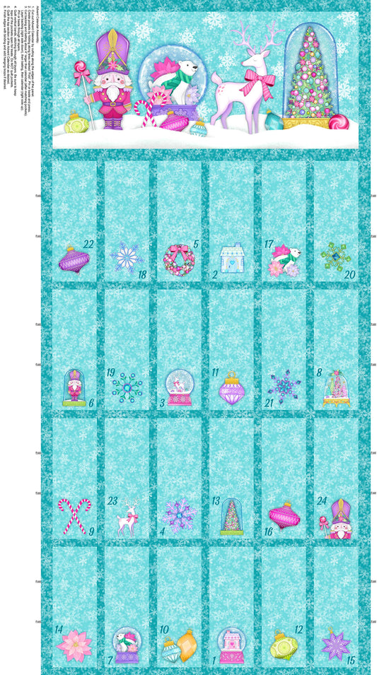 Advent Panel - Merry and Bright Cotton Print Fabric - per panel