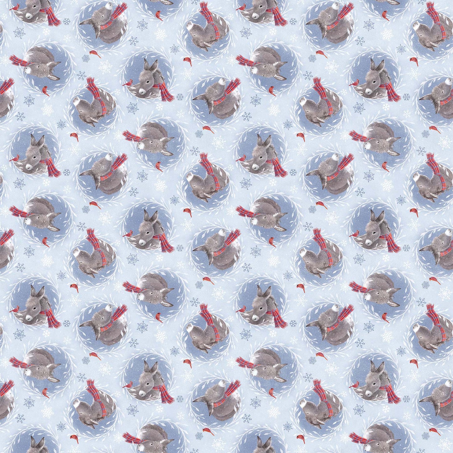Donkey Toss - Little Donkey's Christmas Cotton Flannel Fabric - per half metre