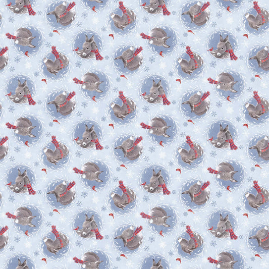 Donkey Toss - Little Donkey's Christmas Cotton Flannel Fabric - per half metre
