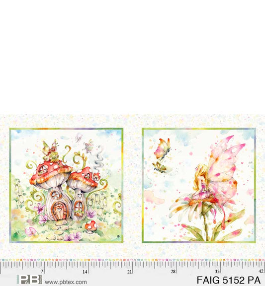Large Squares Panel - Fairy Garden Cotton Print Fabric