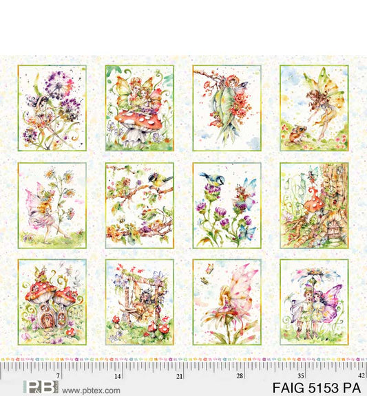 Small Squares Panel - Fairy Garden Cotton Print Fabric