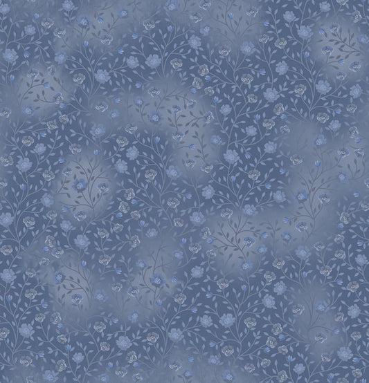 Indigo 14 - Fin Fabrics Bloom & Blend Cotton Print Fabric - per half metre