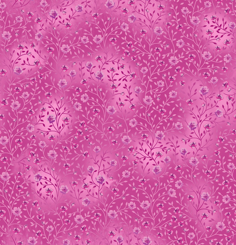 Magenta 18 - Fin Fabrics Bloom & Blend Cotton Print Fabric - per half metre
