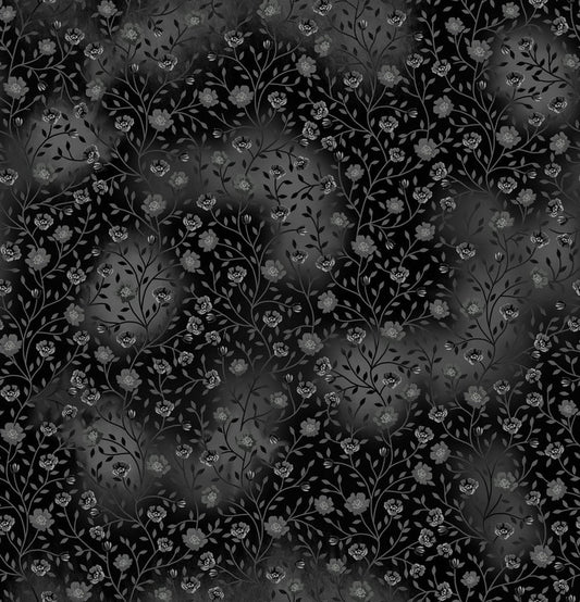 Black 1 - Fin Fabrics Bloom & Blend Cotton Print Fabric - per half metre