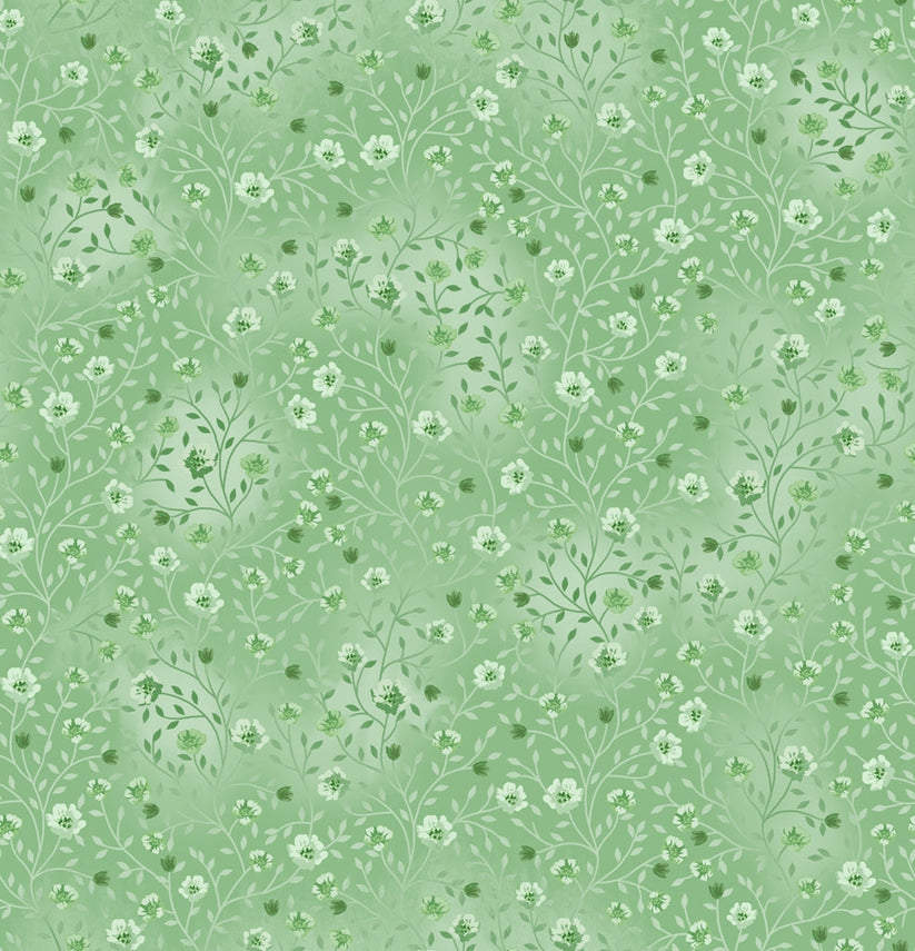 Seafoam Green 23 - Fin Fabrics Bloom & Blend Cotton Print Fabric - per half metre