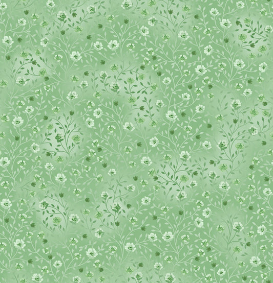 Seafoam Green 23 - Fin Fabrics Bloom & Blend Cotton Print Fabric - per half metre