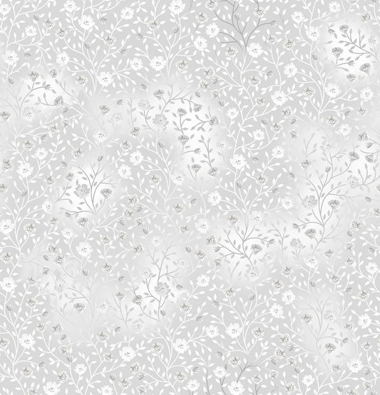 White 5 - Fin Fabrics Bloom & Blend Cotton Print Fabric - per half metre