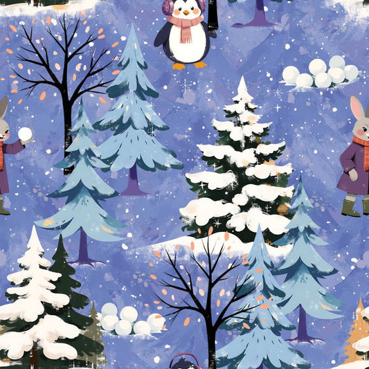 Christmas Woodland (Design 10) - Christmas With Cooper Cotton Print Fabric - per half metre