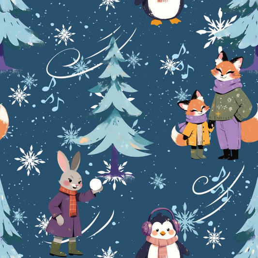 Winter Trees (Design 3) - Christmas With Cooper Cotton Print Fabric - per half metre