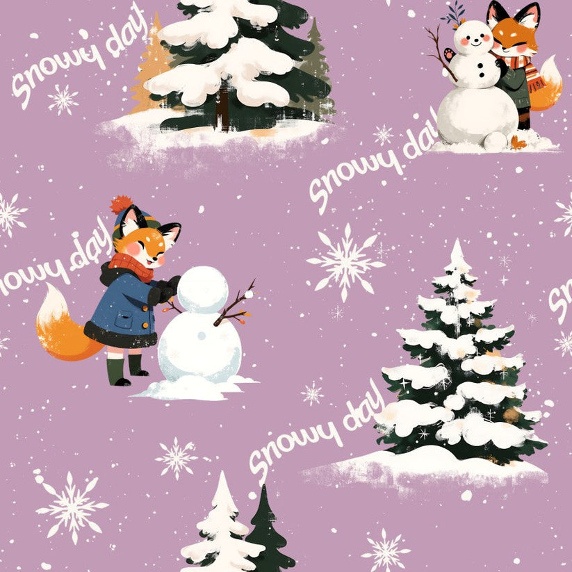 Snowmen and Trees (Design 7) - Christmas With Cooper Cotton Print Fabric - per half metre